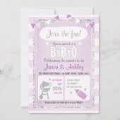 Baby Q Einladung Coed GRILLEN Baby Dusche Lila (Vorderseite)