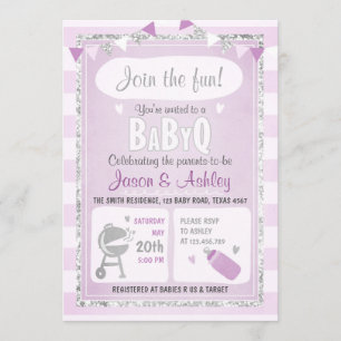 Baby Q Einladung Coed GRILLEN Baby Dusche Lila