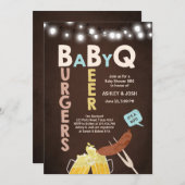 Baby Q Einladung Coed GRILLEN Baby Shower Rustic B (Vorne/Hinten)