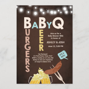 Baby Q Einladung Coed GRILLEN Baby Shower Rustic B