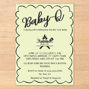 Baby-Q-Gartenparty zur Babyparty BBQ Baby Acryleinladungen