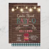 Baby Q Geschlecht offenbart Party Einladung (Vorne/Hinten)