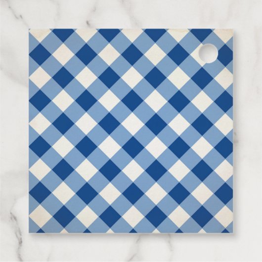 Baby Q Gingham und Sunflower Danke Blue Geschenkanhänger (Rückseite)