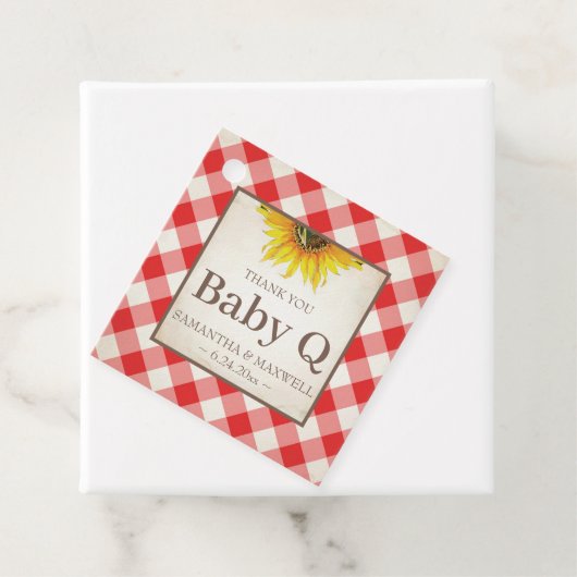 Baby Q Gingham und Sunflower Danke Red Geschenkanhänger (Beispiel)
