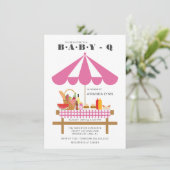 Baby Q Girls Babydusche Einladung (Stehend Vorderseite)