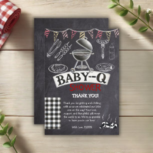Baby-Q Grill Babydusche im Kopfbrett Dankeskarte