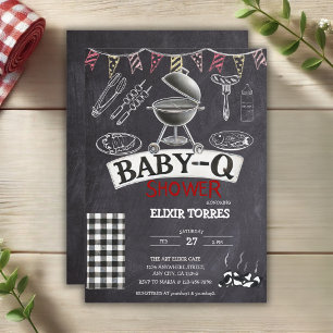 Baby-Q Grill Babydusche im Kopfbrett Einladung