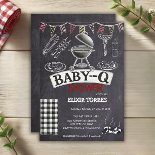 Baby-Q Grill Babydusche im Kopfbrett Einladung