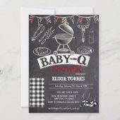 Baby-Q Grill Babydusche im Kopfbrett Einladung (Vorderseite)