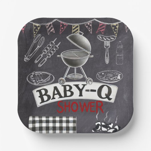 Baby-Q Grill Babydusche im Kopfbrett Pappteller (Vorderseite)