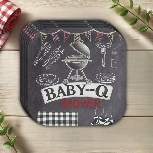 Baby-Q Grill Babydusche im Kopfbrett Pappteller