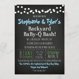 BaBy-Q GRILLEN Baby Boy Shower Einladungs-Book-Kar Einladung