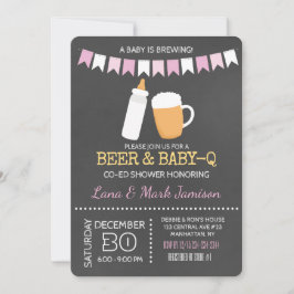 Baby-Q GRILLEN Beer Shower Co-Ed Girl Einladung Pi