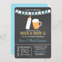 Baby-Q GRILLEN Beer Shower Invite (Blue Back)