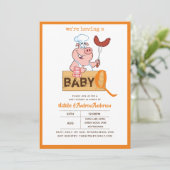 Baby-Q GRILLEN Niedlich Pig Koch Modern Boy Girl Einladung (Stehend Vorderseite)