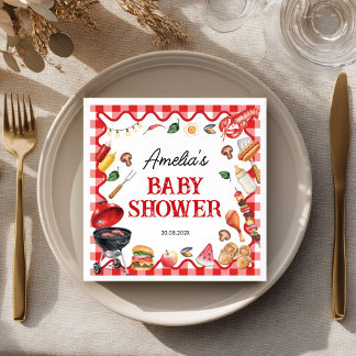 Baby Q Hinterhof-Baby-Party-Grillfest-Einladung Se Serviette