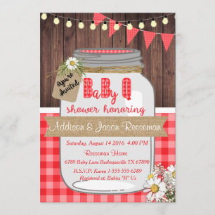 Baby Q Mason Jar Baby Shower Einladung GRILLEN