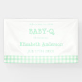 Baby-Q Mint Green Gingham Baby Shower Banner (Horizontal)