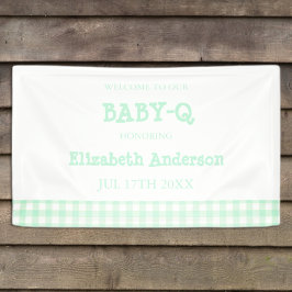 Baby-Q Mint Green Gingham Baby Shower Banner