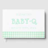 Baby-Q Mint Green Gingham Baby Shower Gästebuch (Vorderseite)