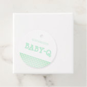 Baby-Q Mint Green Gingham Baby Shower Geschenkanhänger (Beispiel)
