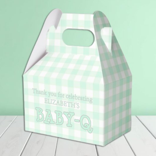 Baby-Q Mint Green Gingham Baby Shower Geschenkschachtel
