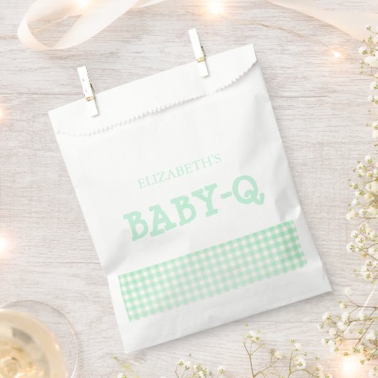 Baby-Q Mint Green Gingham Baby Shower Geschenktütchen (Ausgeschnitten)