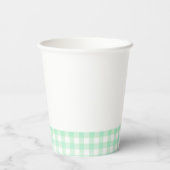 Baby-Q Mint Green Gingham Baby Shower Pappbecher (Rückseite)