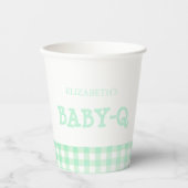 Baby-Q Mint Green Gingham Baby Shower Pappbecher (Vorderseite)