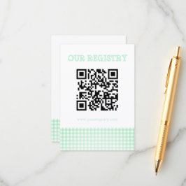 Baby-Q Mint Green Gingham Baby Shower Registry Begleitkarte