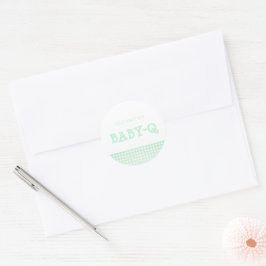 Baby-Q Mint Green Gingham Baby Shower Runder Aufkleber