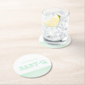 Baby-Q Mint Green Gingham Baby Shower Runder Pappuntersetzer (Vor Ort)