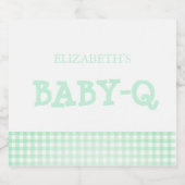 Baby-Q Mint Green Gingham Baby Shower Schaumweinetikett (Einzelnes Label)