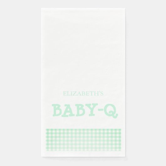 Baby-Q Mint Green Gingham Baby Shower Serviette (Vorderseite)