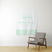 Baby-Q Mint Green Gingham Baby Shower Wandteppich (Beispiel)