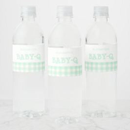 Baby-Q Mint Green Gingham Baby Shower Wasserflaschenetikett