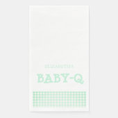 Baby-Q Mintgrün Gingham Baby Shower Serviette (Vorderseite)