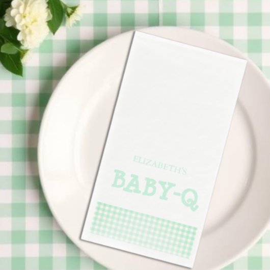 Baby-Q Mintgrün Gingham Baby Shower Serviette