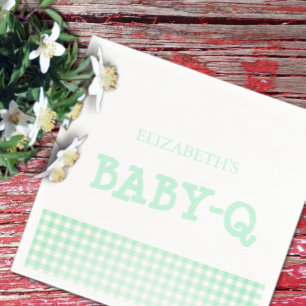 Baby-Q Mintgrün Gingham Baby Shower Serviette