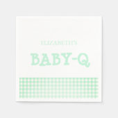 Baby-Q Mintgrün Gingham Baby Shower Serviette (Vorderseite)