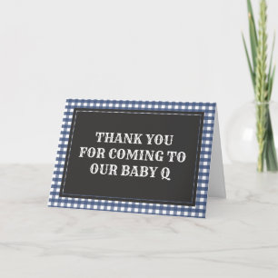 Baby Q Navy Karierter Baby Shower Dankeskarten Karte