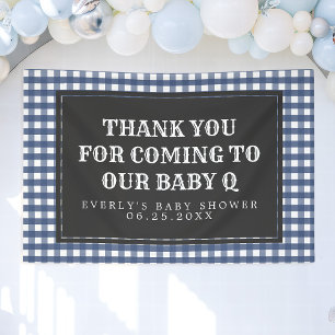 Baby Q Navy Karo Baby Shower Begrüßungsbanner Banner