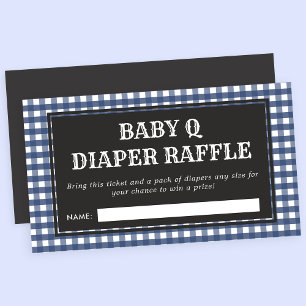 Baby Q Navy Karo Baby Shower Windel-Raffle Begleitkarte