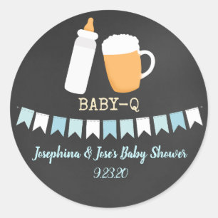 Baby-Q-Paar Bier Baby Shower Favor Runder Aufkleber