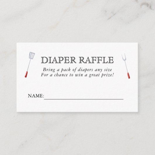 Baby-Q Picnic Backyard Dusche Windel Raffle Begleitkarte (Vorderseite)