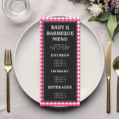 Baby Q Pink Gingham Kariert Baby Showmenü Menükarte