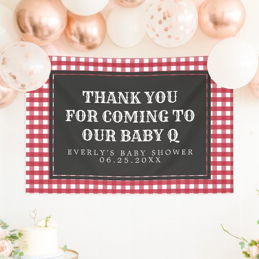 Baby Q Red Kariert Baby Dusche Willkommen Banner
