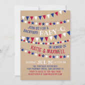 Baby-Q Red White Blue Baby Dusche Einladung (Vorderseite)