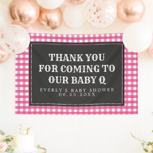 Baby Q Rosa Karo Baby-Shower-Willkommensbanner Banner