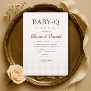 Baby Q Rustic Paare Baby Shower  Einladung